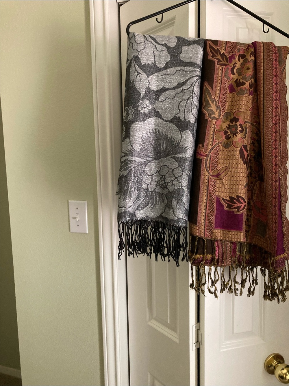 Grey Floral Fringe Scarf Wrap - Versatile Women's Accessory Lot of 2